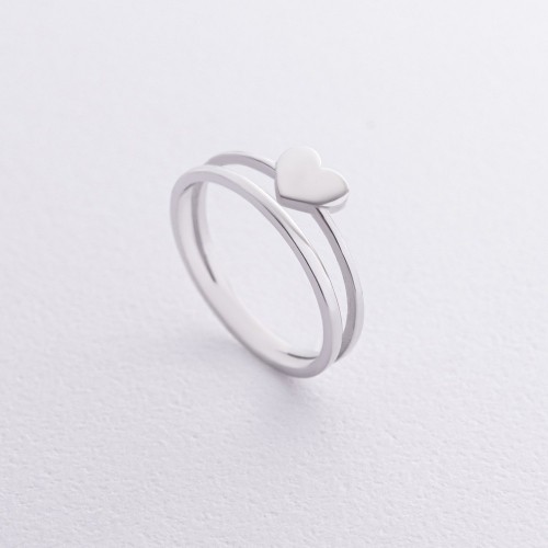 Кольцо "Сердечко" в белом золоте к08136