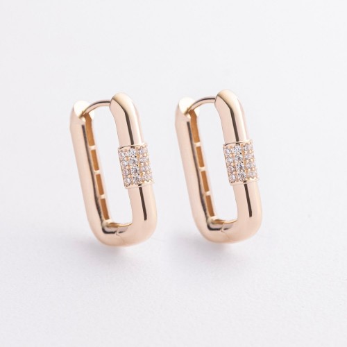 Сережки "Isabel" з фіанітами (жовте золото) с09581