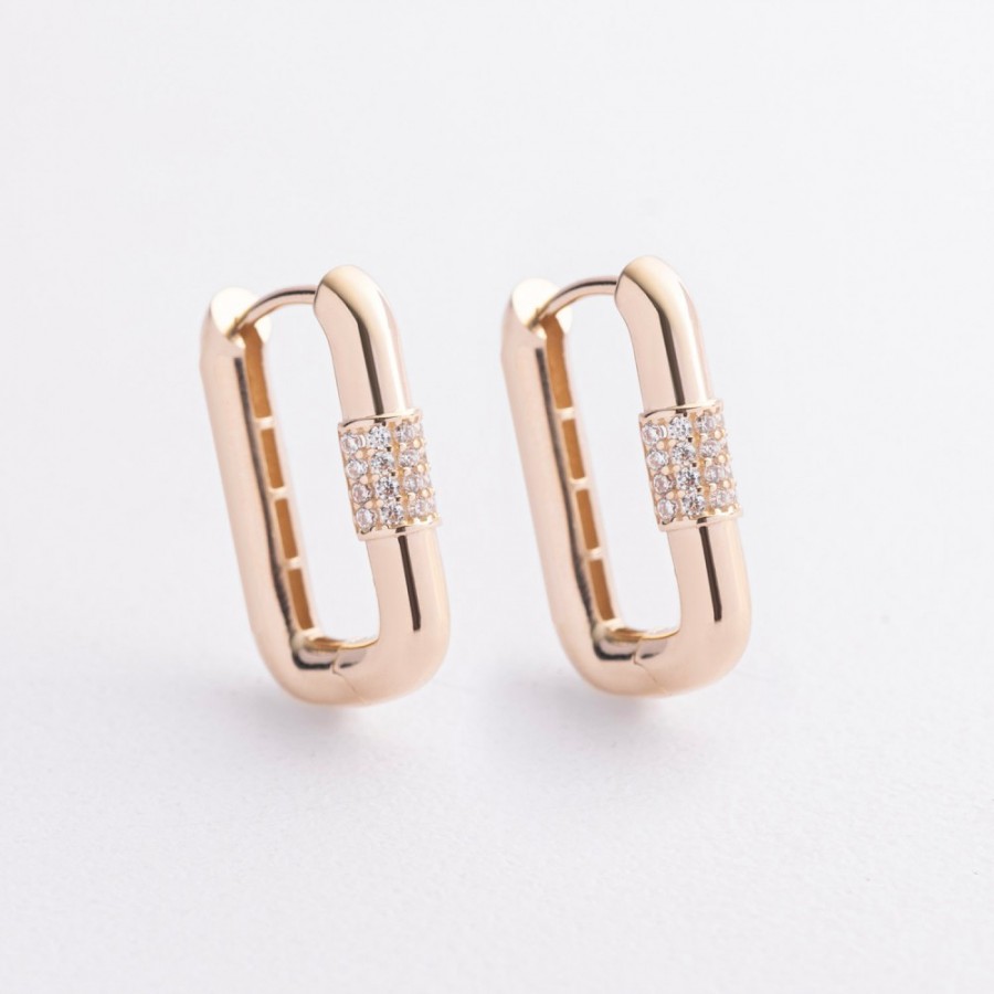 Серьги "Isabel" с фианитами (желтое золото) с09581