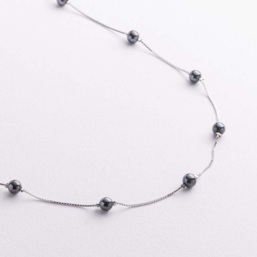 Серебряное колье с жемчугом 181376