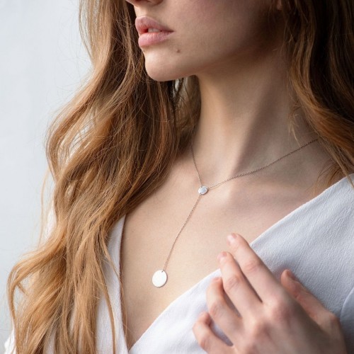 Срібне кольє "Монетки" (можливе гравіювання) 181005