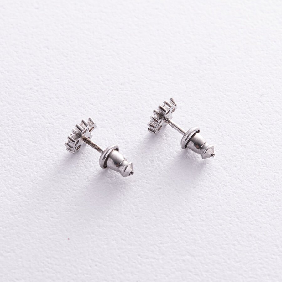 Срібні сережки - пусети "Квіточки" з фіанітами 766