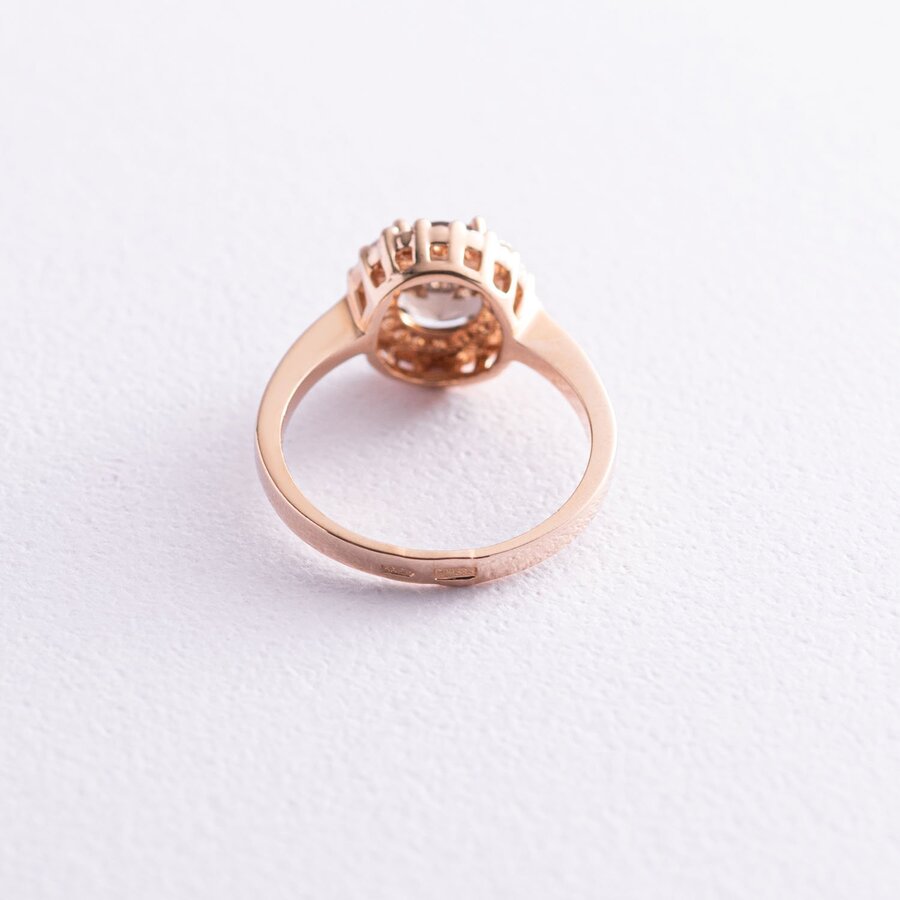 Золотое кольцо (дымчатый кварц, фианиты) к02124д
