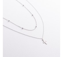 Подвійне срібне кольє "Хрестик" 908-01328