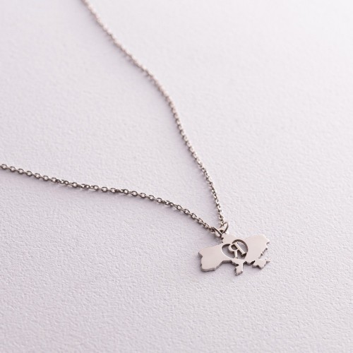 Колье "Я люблю Украину" в серебре 4036