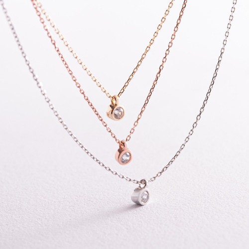 Потрійне золоте кольє з фіанітами кол02310