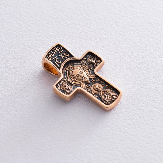 Золотой православный крест с чернением п02573
