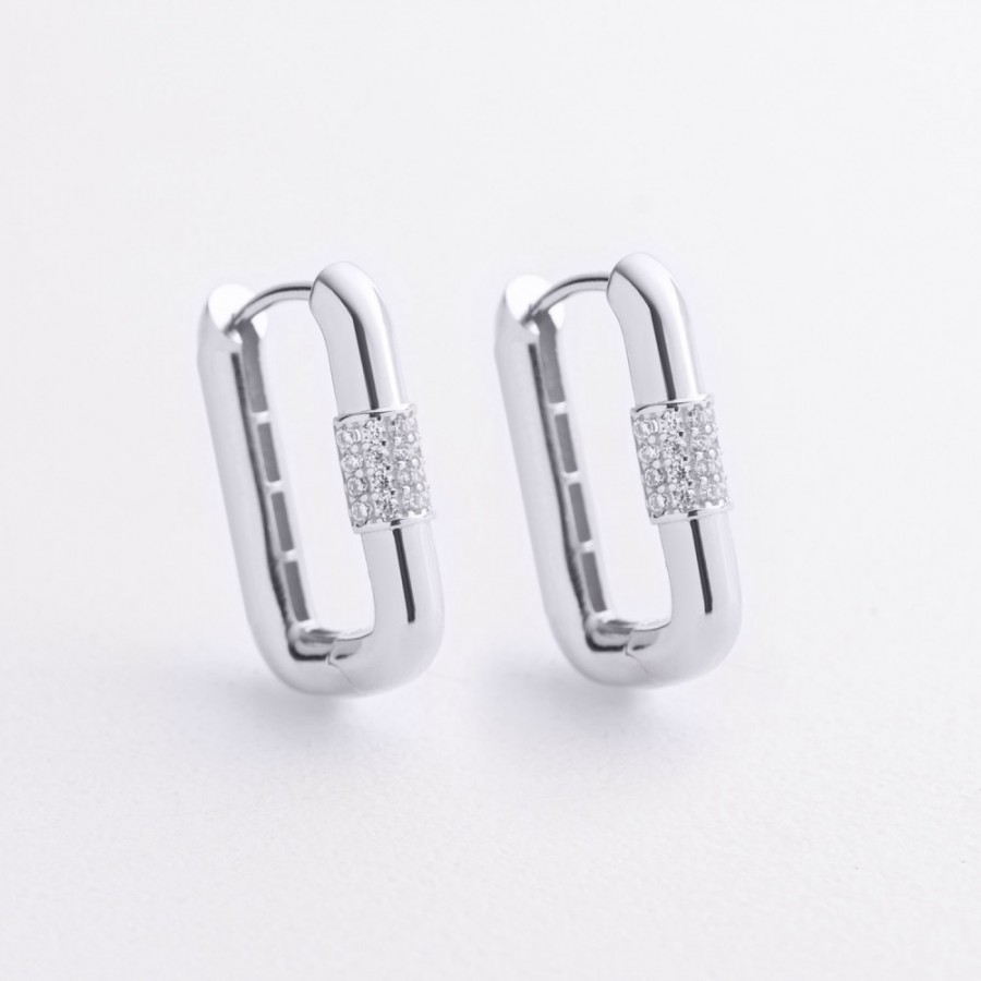 Серьги "Isabel" с фианитами (белое золото) с09582