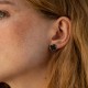 Серебряные серьги - пусеты "Клевер" (черные фианиты) 544ч