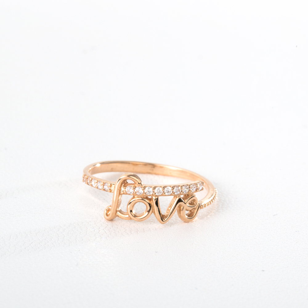 Золотое помолвочное кольцо 'Я люблю тебя' с фианитами К1841